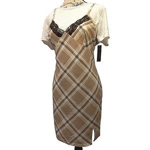 Women 3X Fitted NWT Combo Dress Cute Romcomcore soft mini Short Stretch Lace